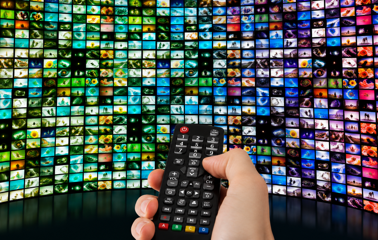 Key features of the United Kingdom IPTV service shown on a TV
